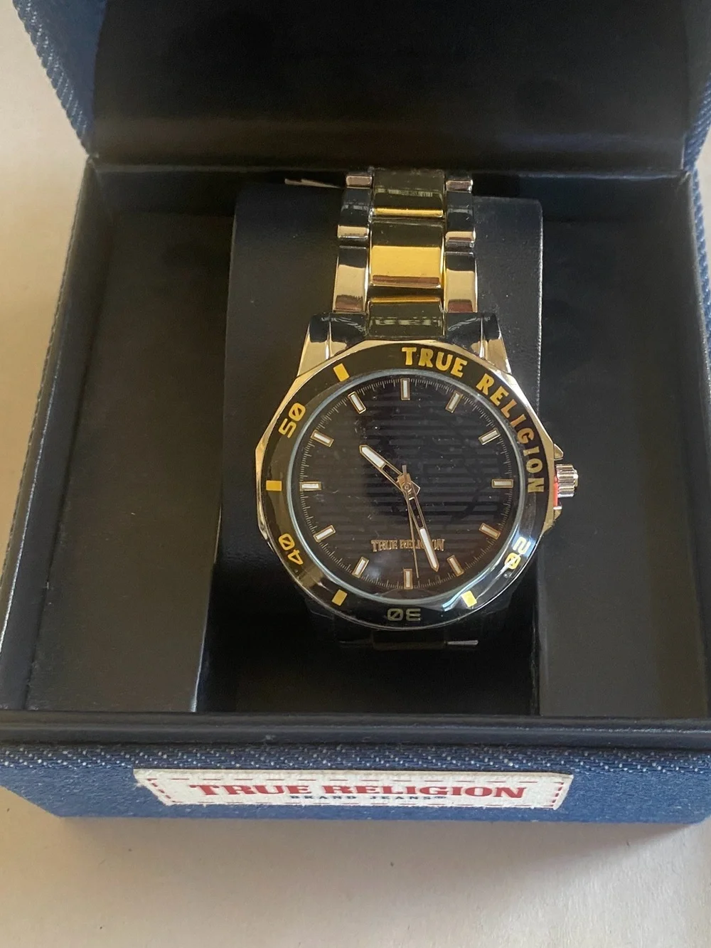 True Religion Two-Tone Black Dial Men's Quartz Watch 43mm